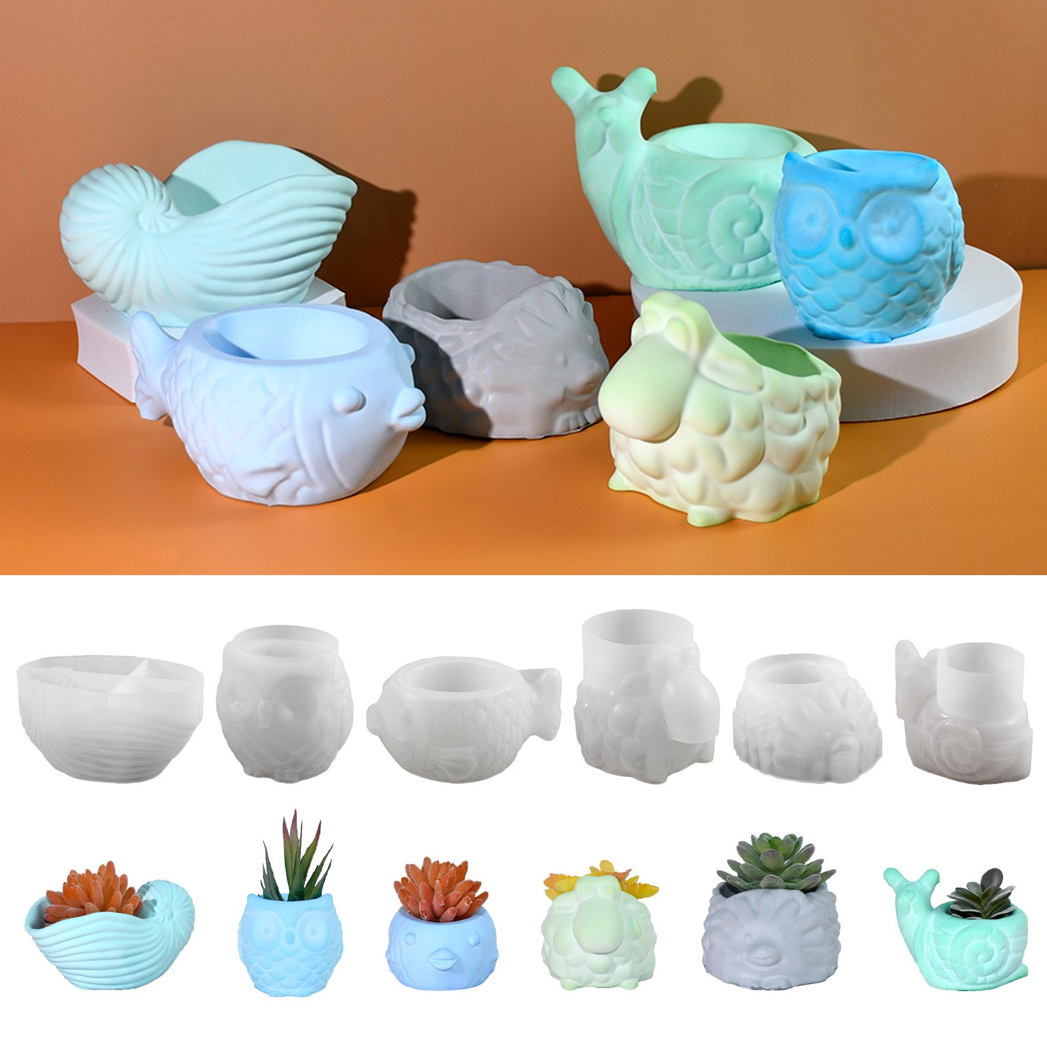 Succulent Planter Pot - 3D Animal Flower Pot Silicone Mold