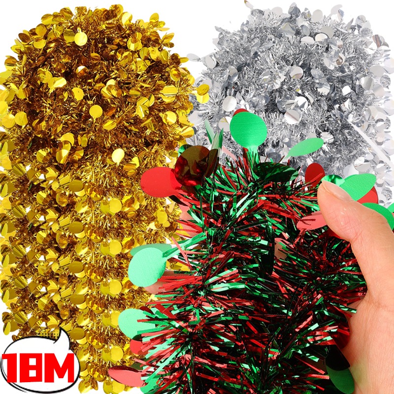 Home Decor Xmas Tree - Colorful Ribbon Garland Gold Silver Small
