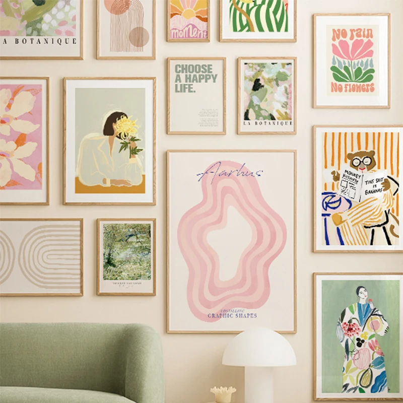 Home Decor Pt - Bear Abstract Lines Rainbow Boho Art