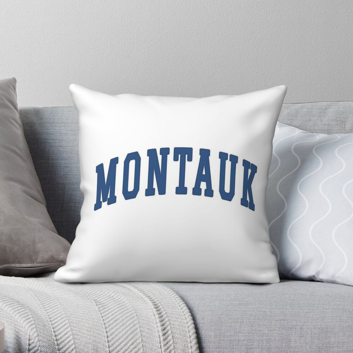 Home Decor New York - Montauk New York Blue Square Pillowcase