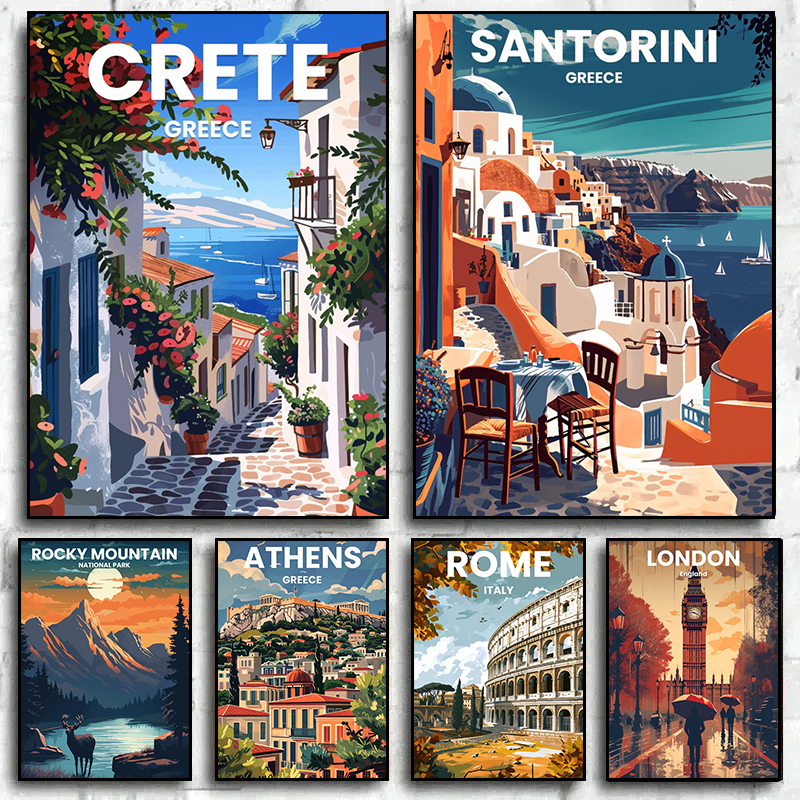 Home Decor Dubai - Modern Travel Cities Santorini Rome Crete