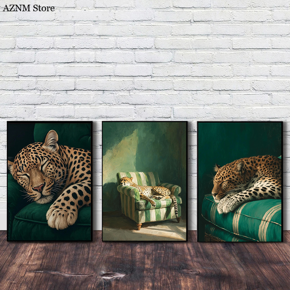 Watercolor Poster Print - Trendy Cheetah Art Print Poster Emerald