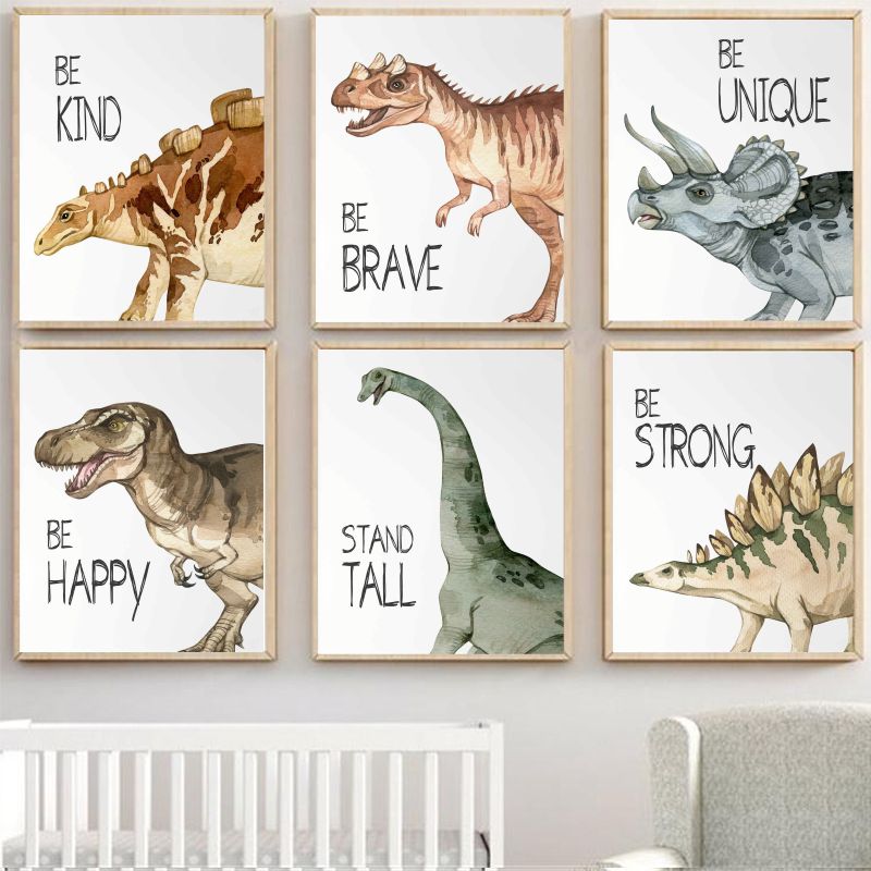 Watercolor Poster Print - Watercolor Dinosaur Poster Nursery Boy's Room