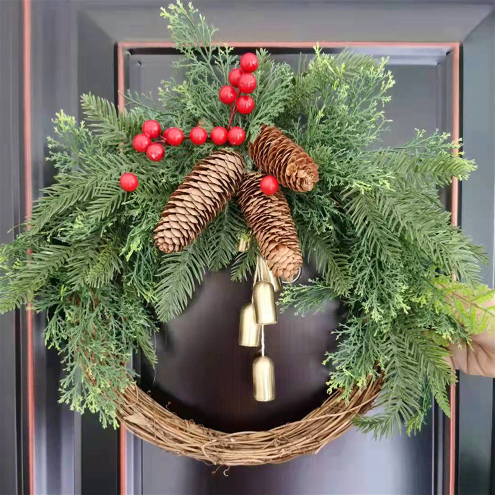 Rustic Christmas Wreath Artifi - مراجعة Home Decor Xmas Tree وسعره