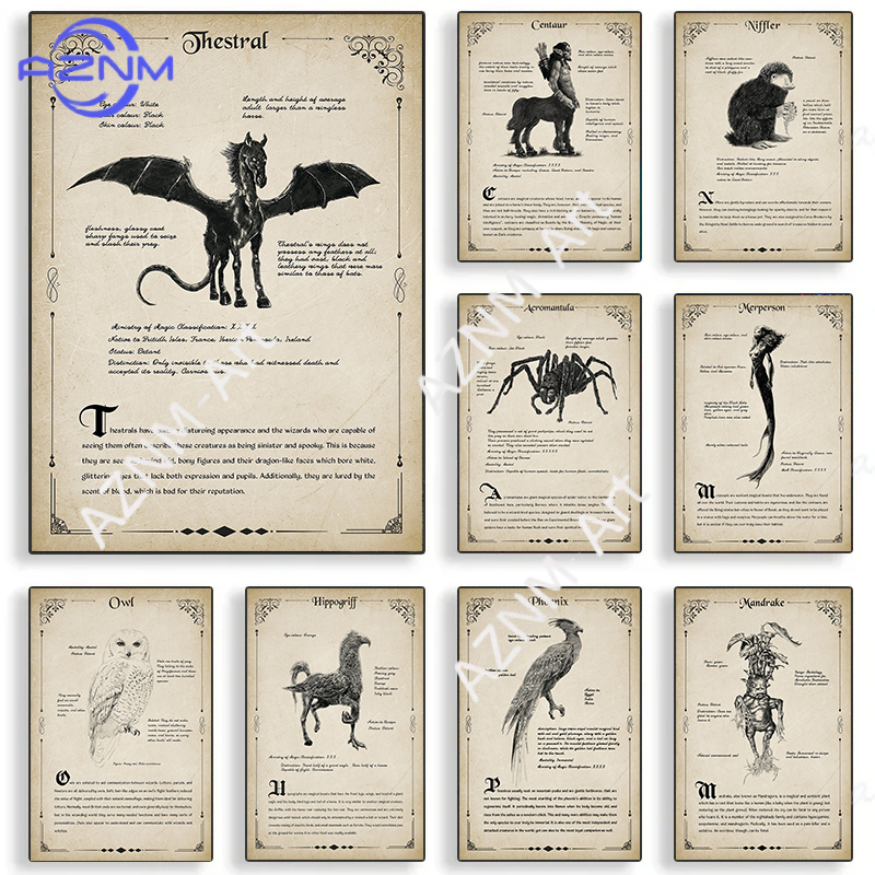 Antique Style Magical Creature - مراجعة Watercolor Poster Print وسعره