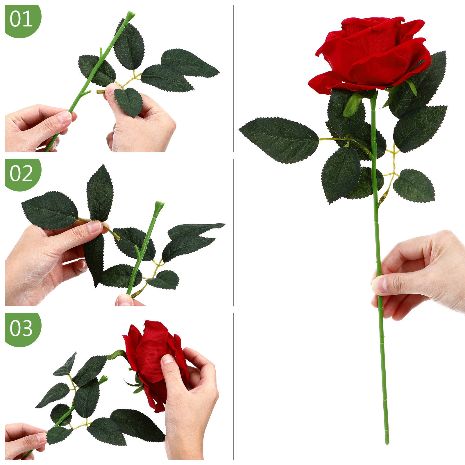 Home Decor Simulator - 100Pcs Simulation Flower Stem Artificial Green