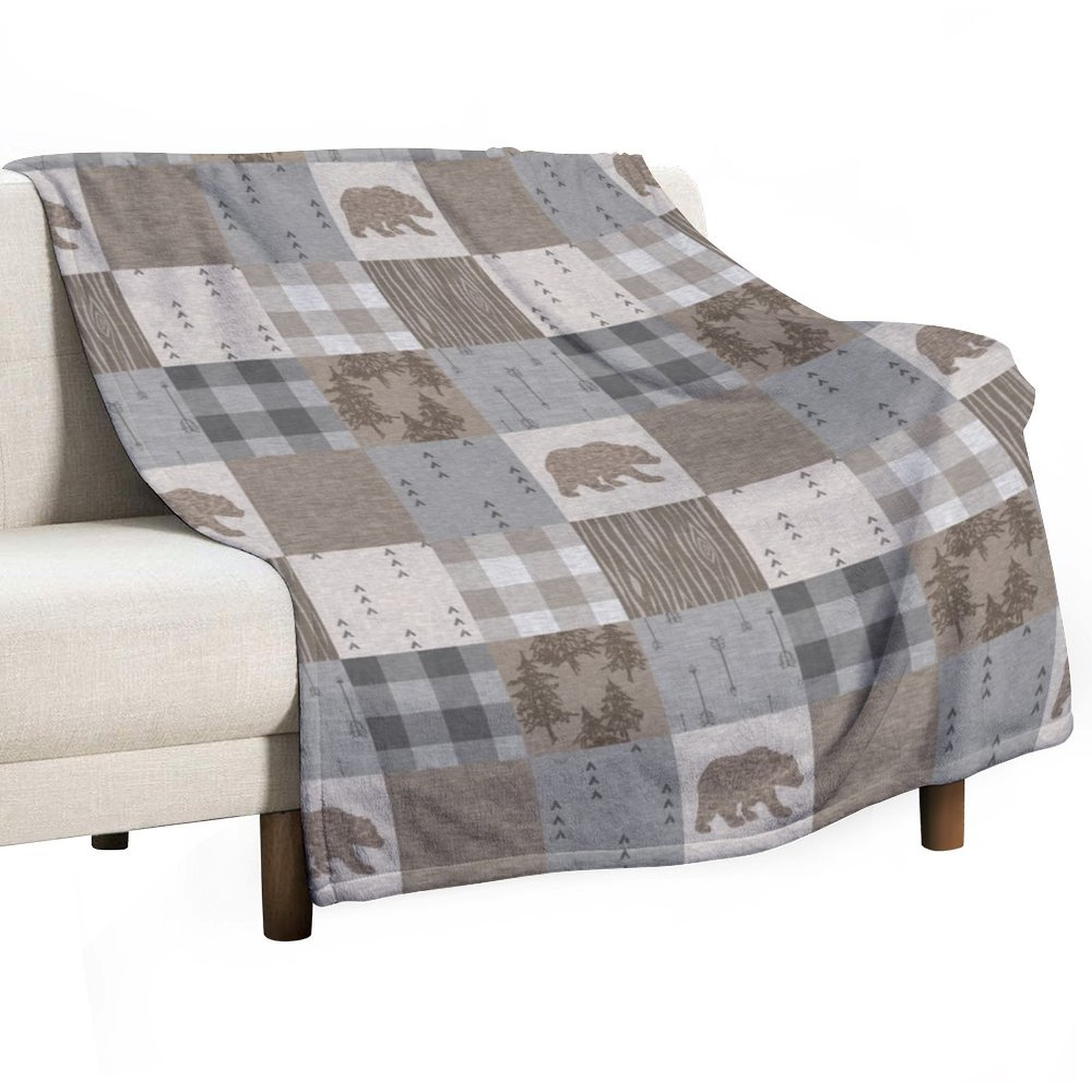 Bear Patchwork - Rustic Neutra - مراجعة Neutral Throw Blanket وسعره