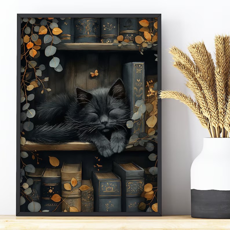 Cute Cat and Book Poster Victo - مراجعة Victory Home Decor وسعره