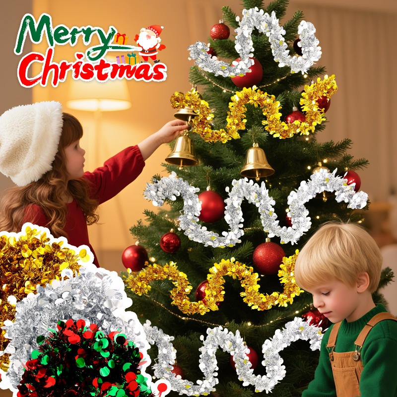 Colorful Ribbon Garland Gold S - مراجعة Home Decor Xmas Tree وسعره