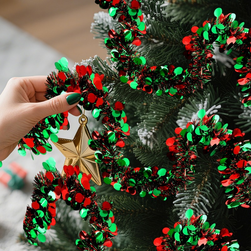 Colorful Ribbon Garland Gold S - مراجعة Home Decor Xmas Tree وسعره