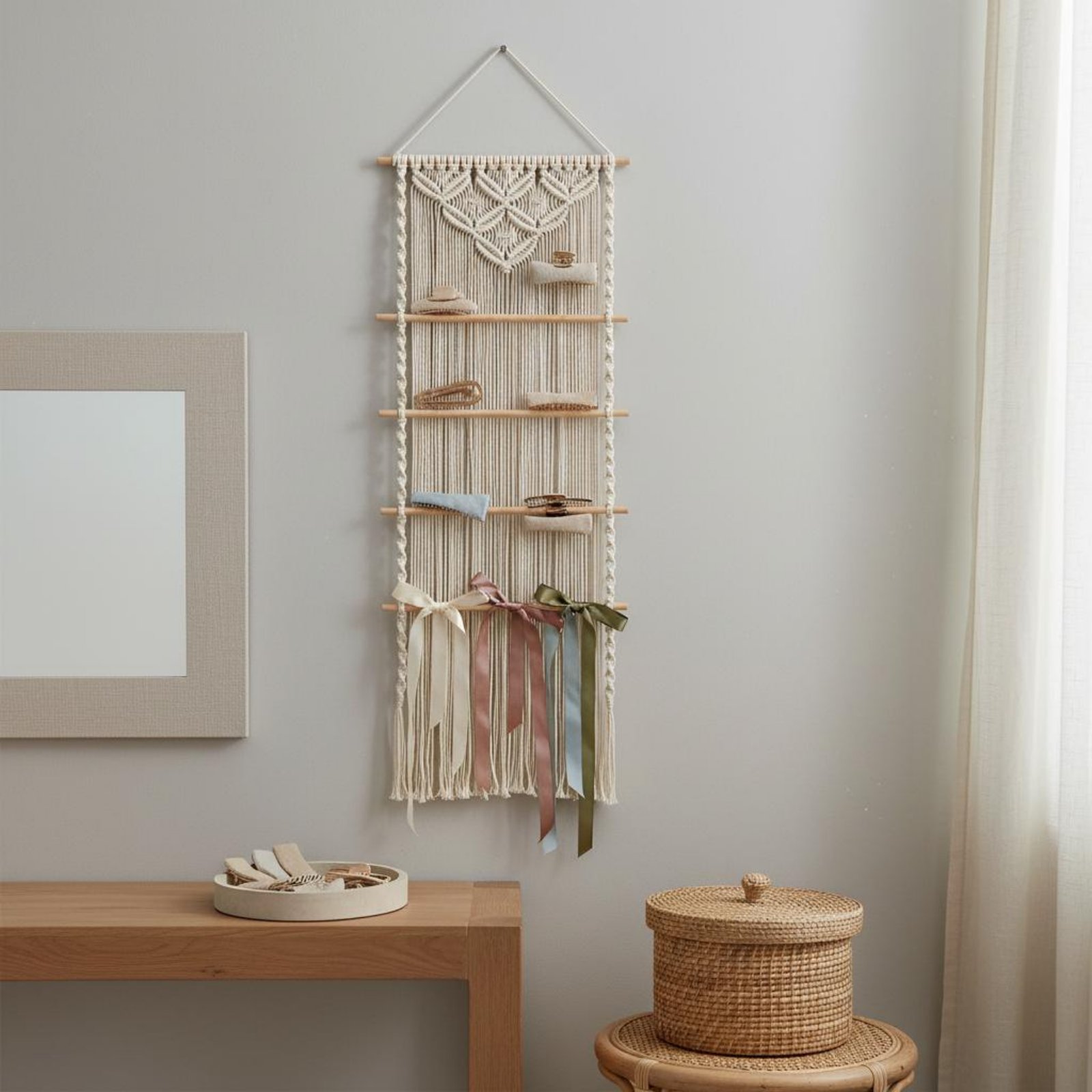 Macrame Hair Clip Holder Handm - مراجعة Home Decor Organizer وسعره