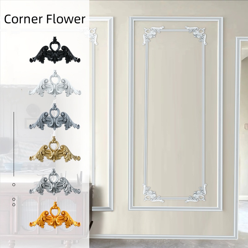 4PCS French Style Corner Flowe - مراجعة Home Decor Wall Molding وسعره