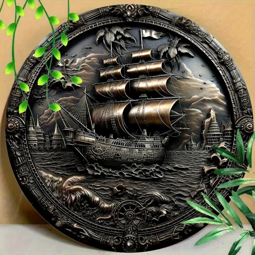 3D Pirate Ship Metal Wall Art: - مراجعة Home Decor Shop وسعره