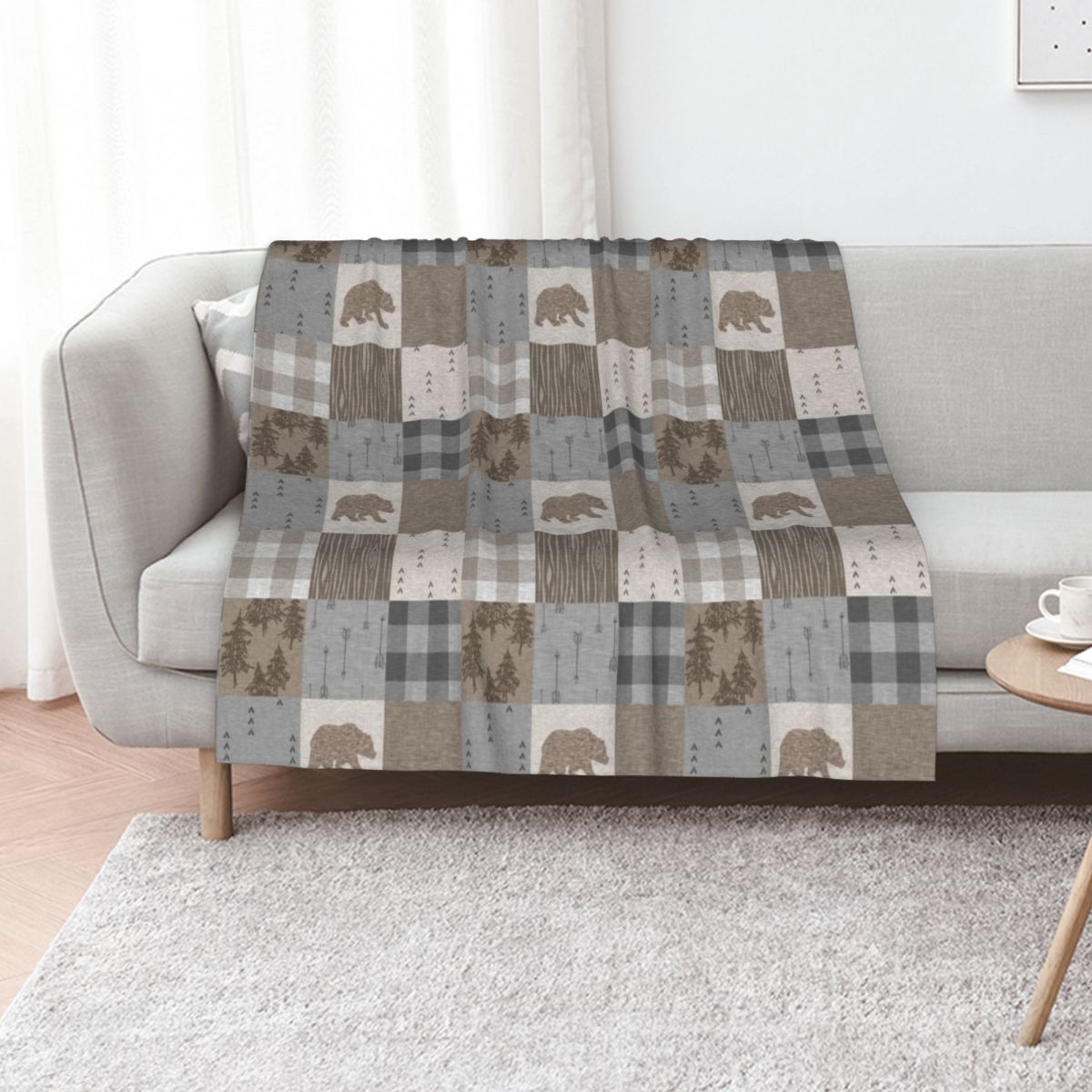 Bear Patchwork - Rustic Neutra - مراجعة Neutral Throw Blanket وسعره