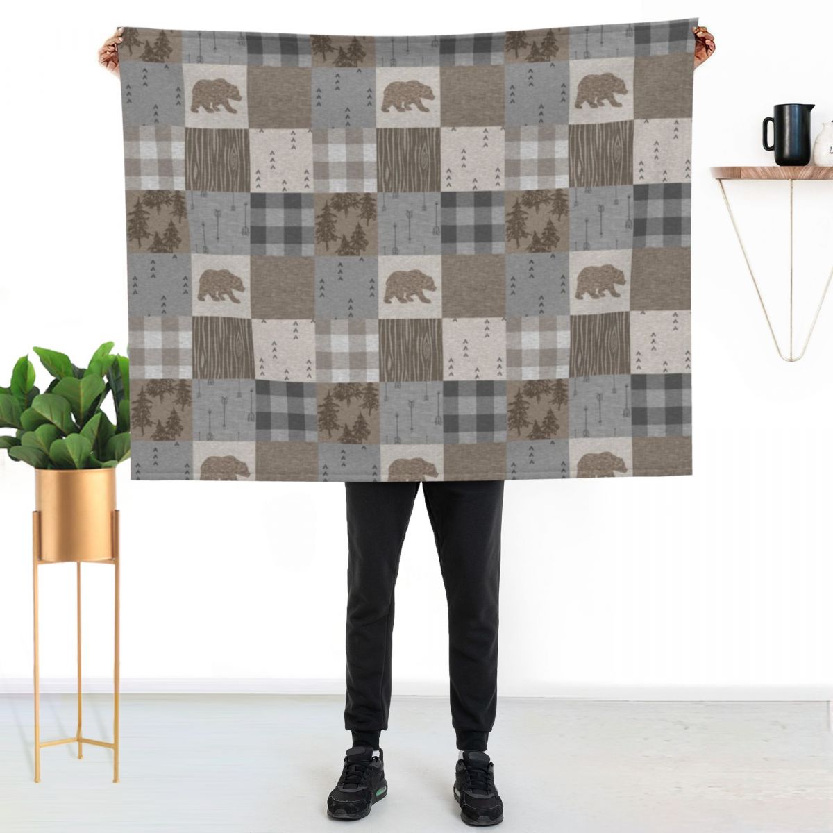 Bear Patchwork - Rustic Neutra - مراجعة Neutral Throw Blanket وسعره