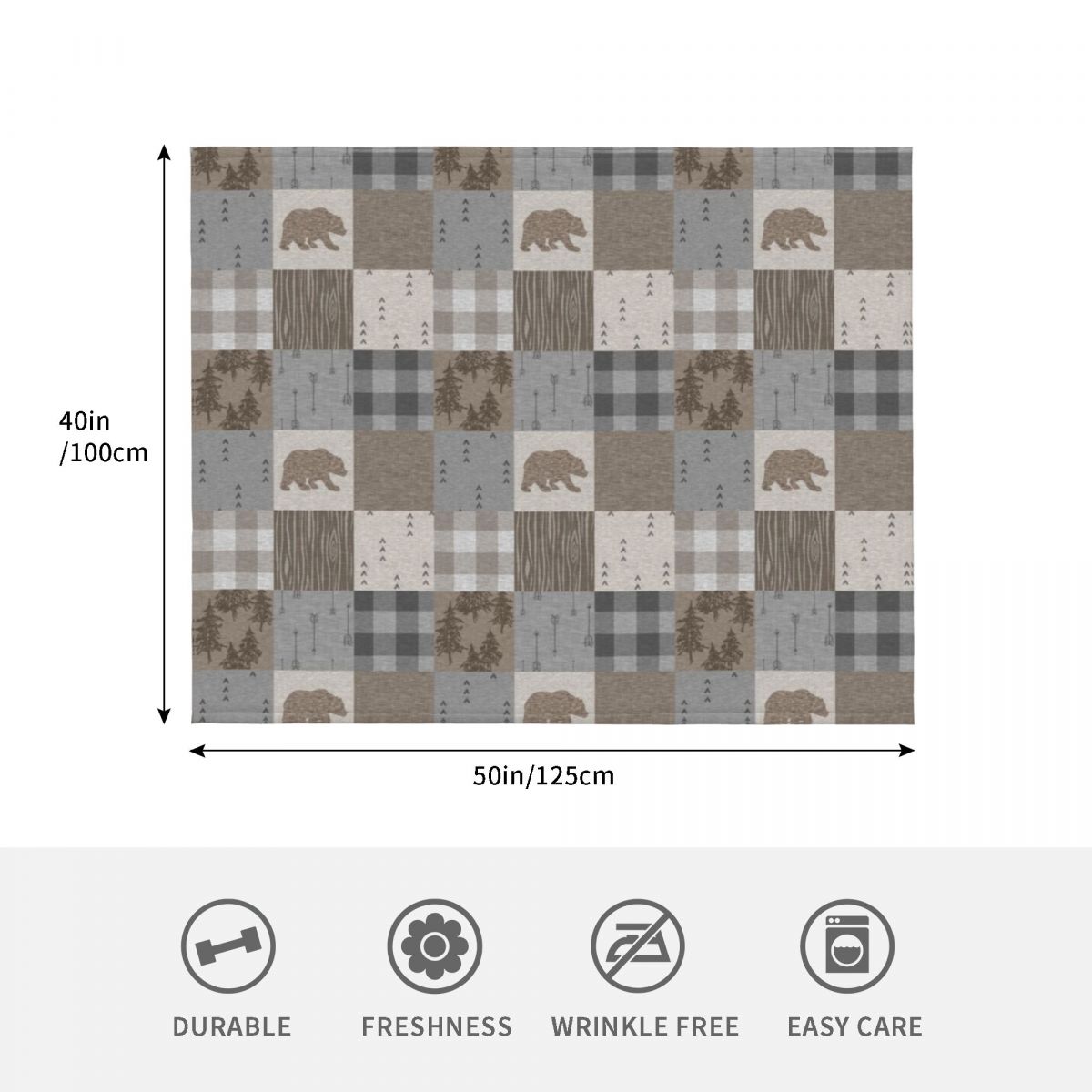 Bear Patchwork - Rustic Neutra - مراجعة Neutral Throw Blanket وسعره