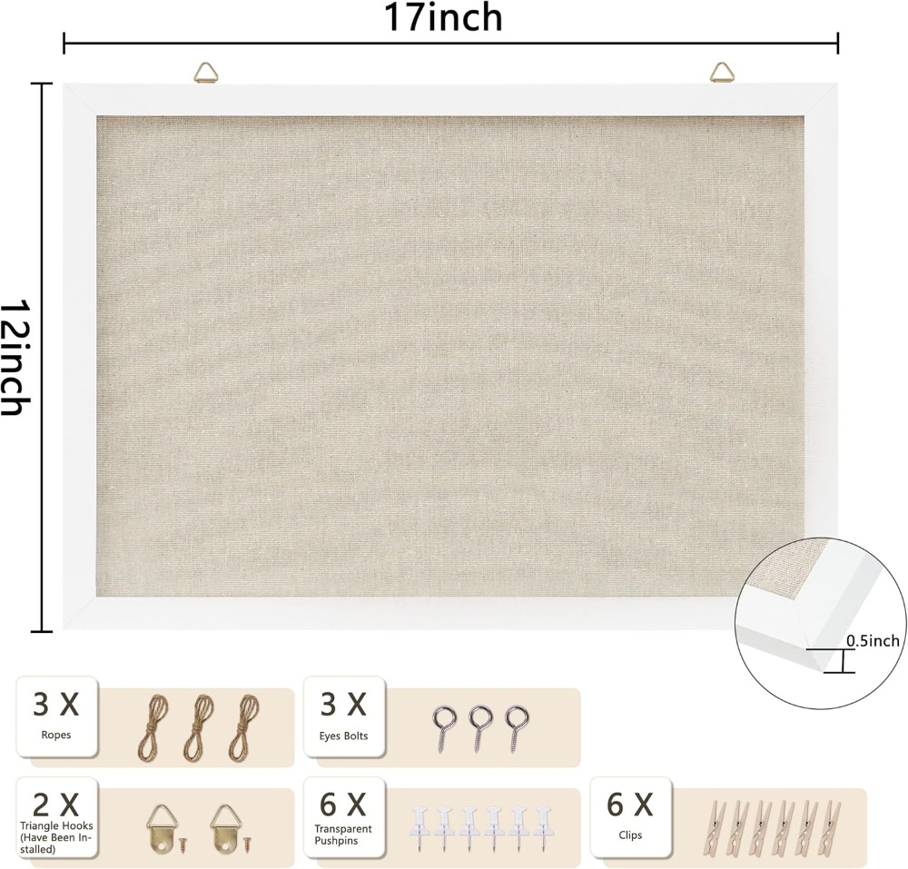 Linen White Cork Board 17x12in - مراجعة Home Decor Vision Board وسعره