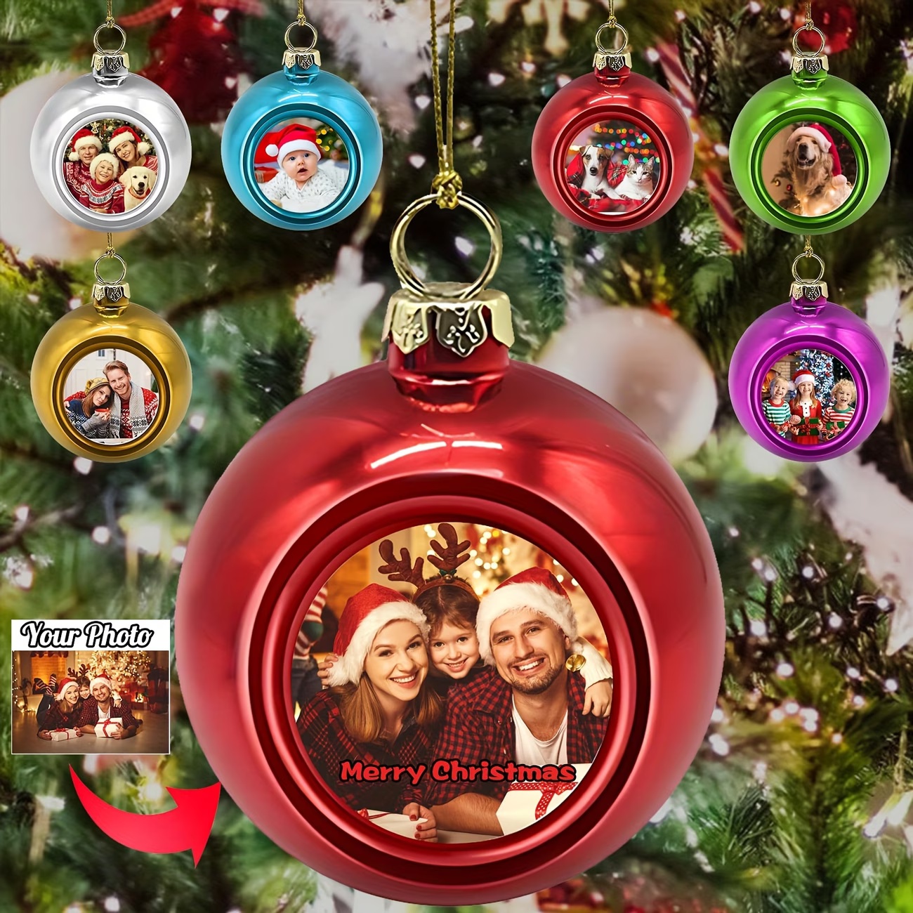 Custom Photo Christmas Ornamen - مراجعة Home Decor Xmas Tree وسعره