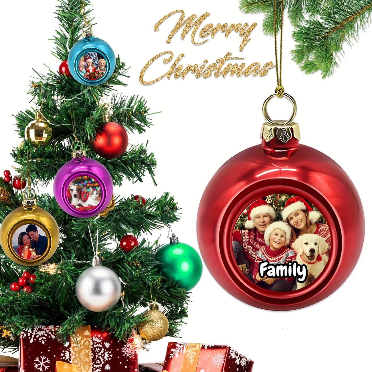 Custom Photo Christmas Ornamen - مراجعة Home Decor Xmas Tree وسعره