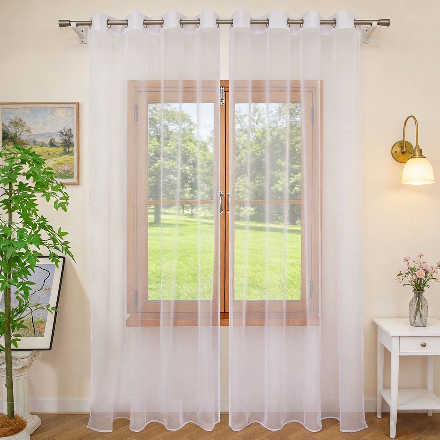 1PC White filter curtains soli - مراجعة Home Decor Pt وسعره