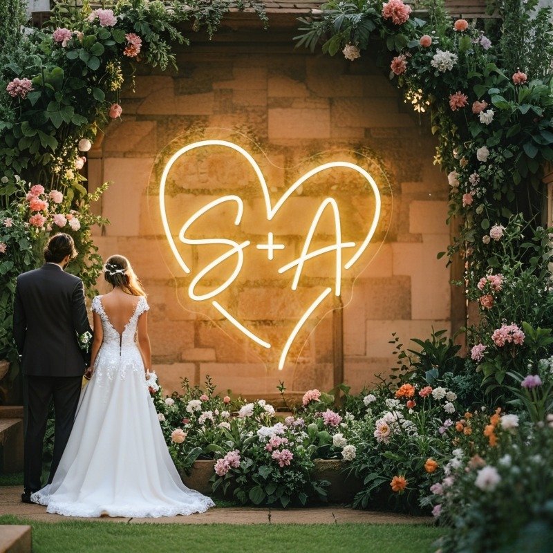 Custom Initials Heart LED Neon - مراجعة Home Decor Inspo وسعره