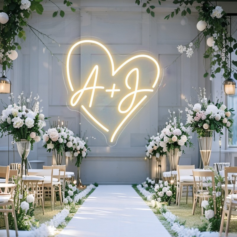 Custom Initials Heart LED Neon - مراجعة Home Decor Inspo وسعره