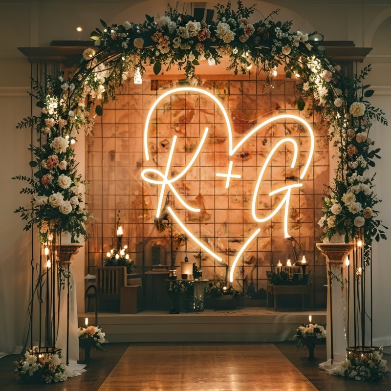 Custom Initials Heart LED Neon - مراجعة Home Decor Inspo وسعره