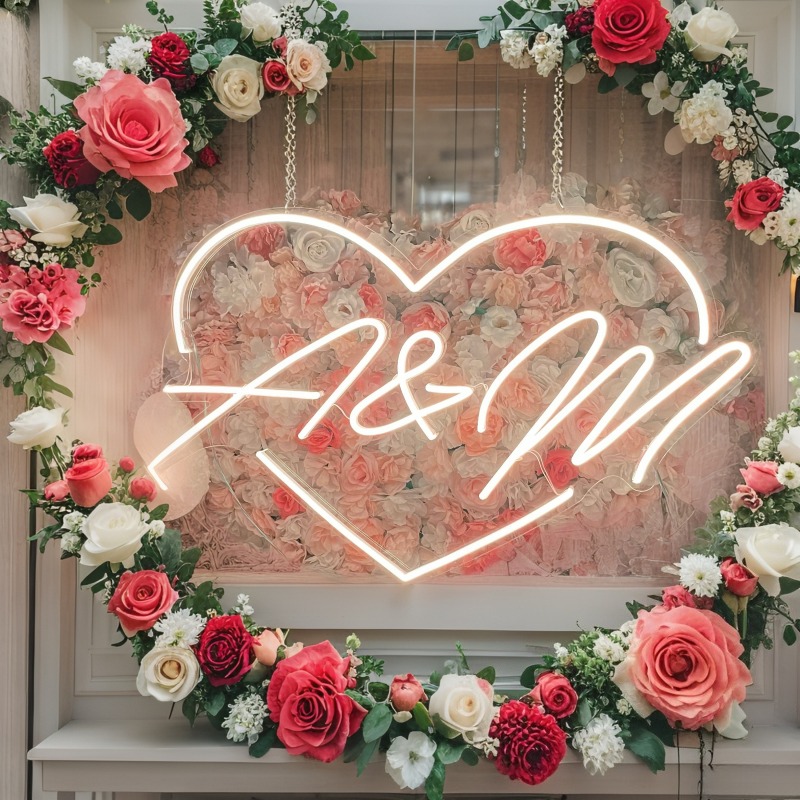 Custom Initials Heart LED Neon - مراجعة Home Decor Inspo وسعره