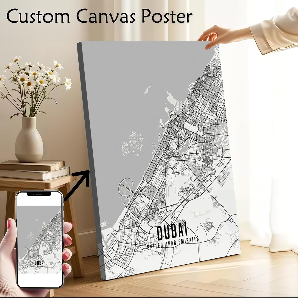 UAE Dubai City Map Poster Canv - مراجعة Home Decor Dubai وسعره