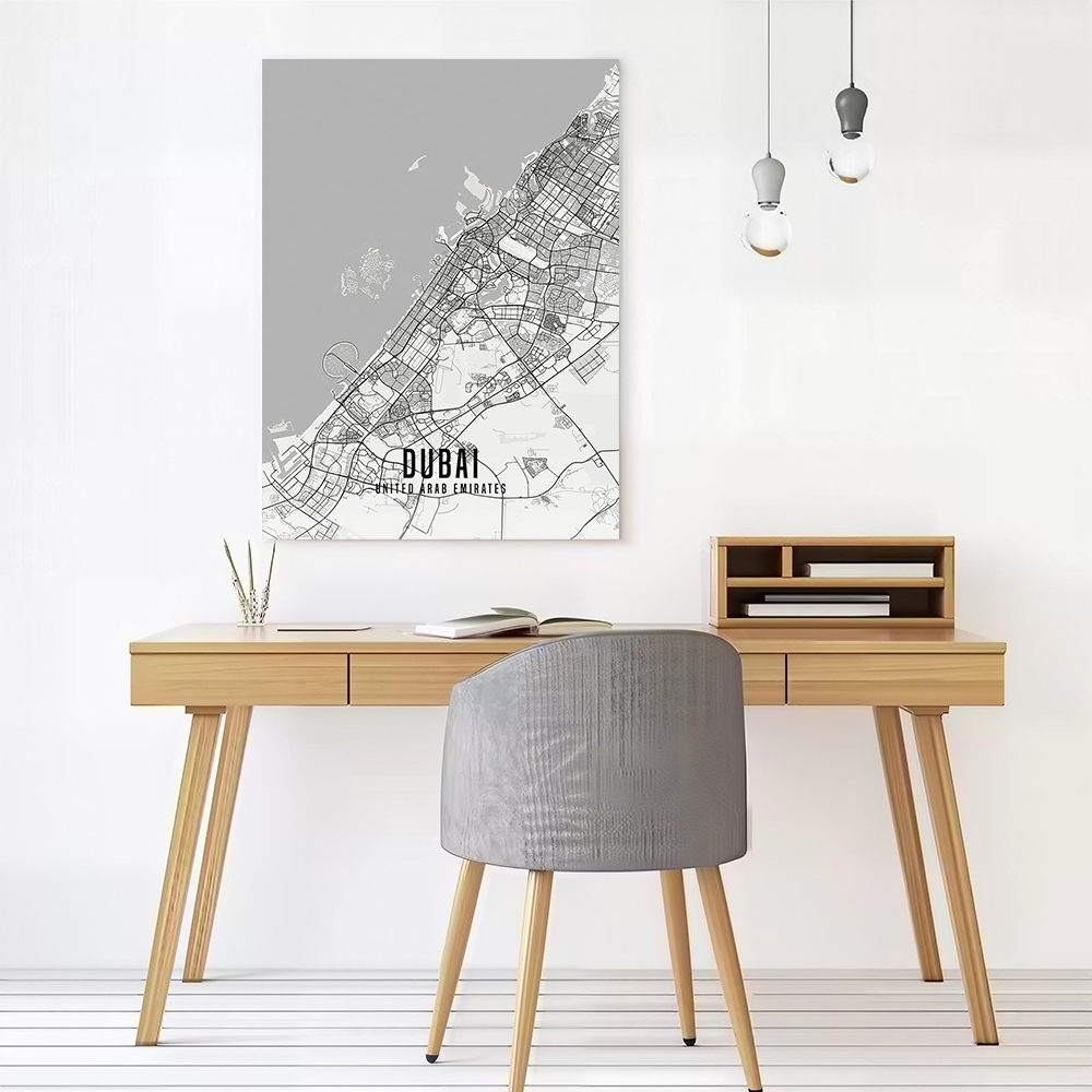UAE Dubai City Map Poster Canv - مراجعة Home Decor Dubai وسعره