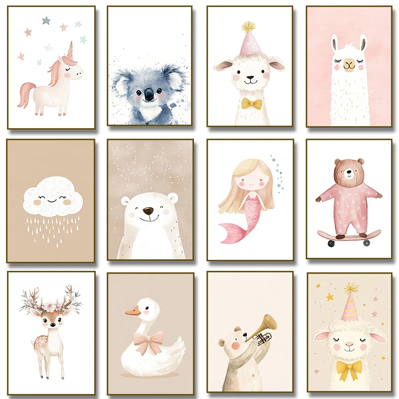 Cute Watercolor Unicorn Mermai - مراجعة Watercolor Poster Print وسعره