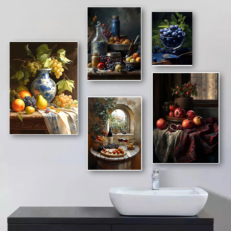 Vintage Kitchen Fruits Still L - مراجعة Watercolor Poster Print وسعره