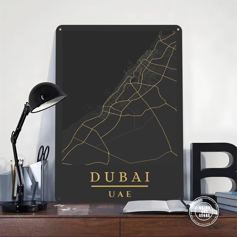 Dubai UAE Map Art Printed Post - مراجعة Home Decor Dubai وسعره