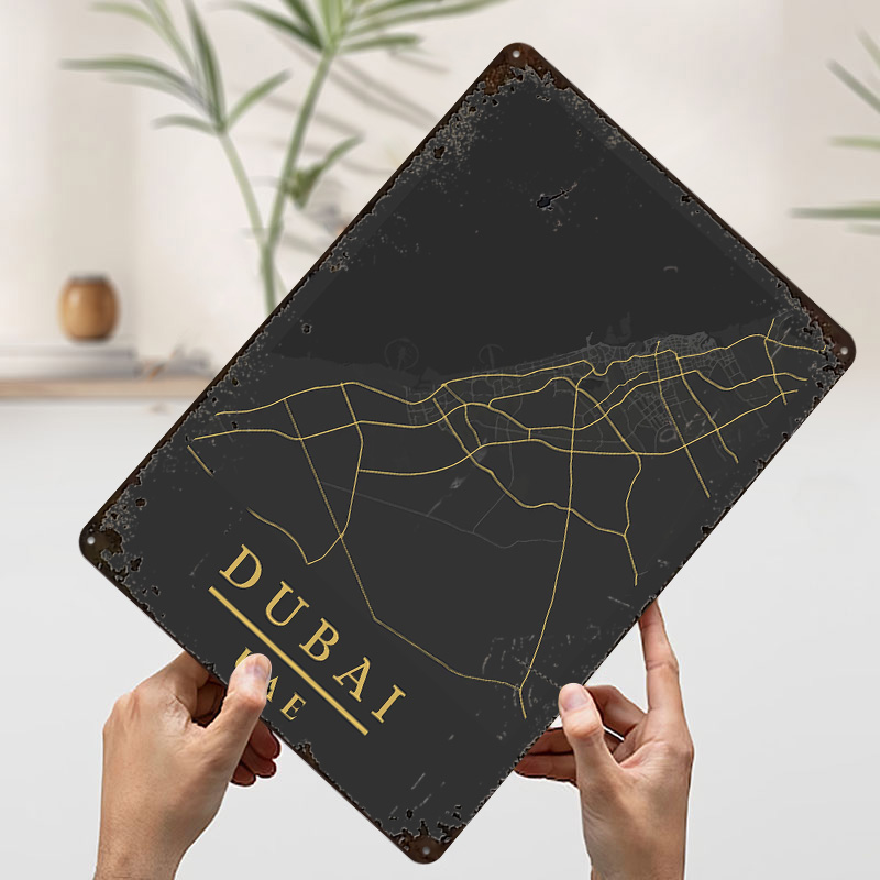 Dubai UAE Map Art Printed Post - مراجعة Home Decor Dubai وسعره