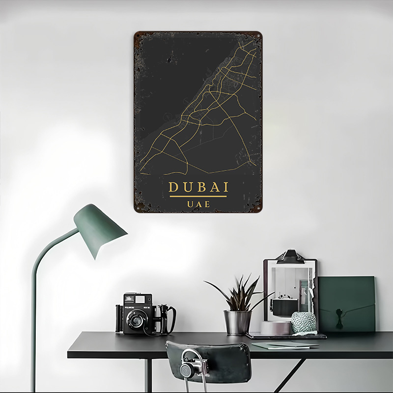 Dubai UAE Map Art Printed Post - مراجعة Home Decor Dubai وسعره