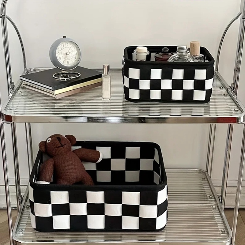 Black and White Checkered Stor - مراجعة Home Decor Organizer وسعره