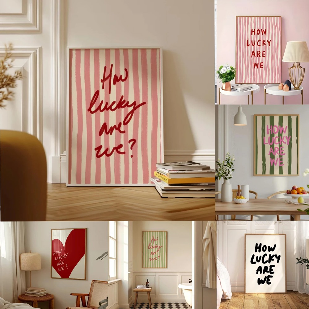 How Lucky Are We Pink Red Stri - مراجعة Home Decor How To وسعره