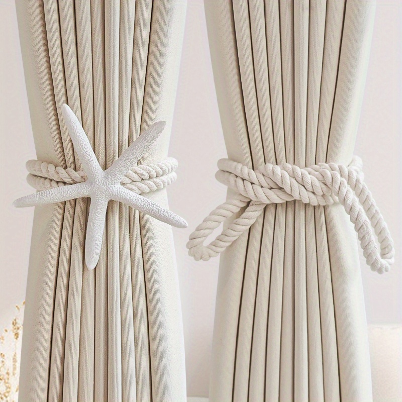2PCS Natural Starfish Curtain  - مراجعة Home Decor Organizer وسعره