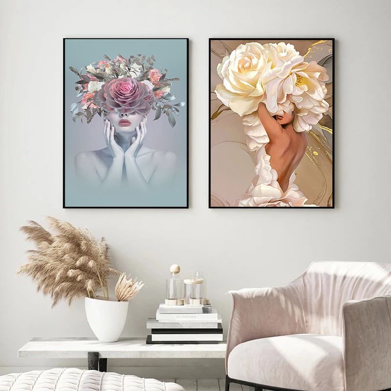 Floral Woman Vintage Abstract  - مراجعة Watercolor Poster Print وسعره