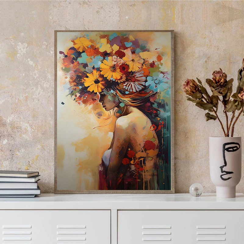 Floral Woman Vintage Abstract  - مراجعة Watercolor Poster Print وسعره