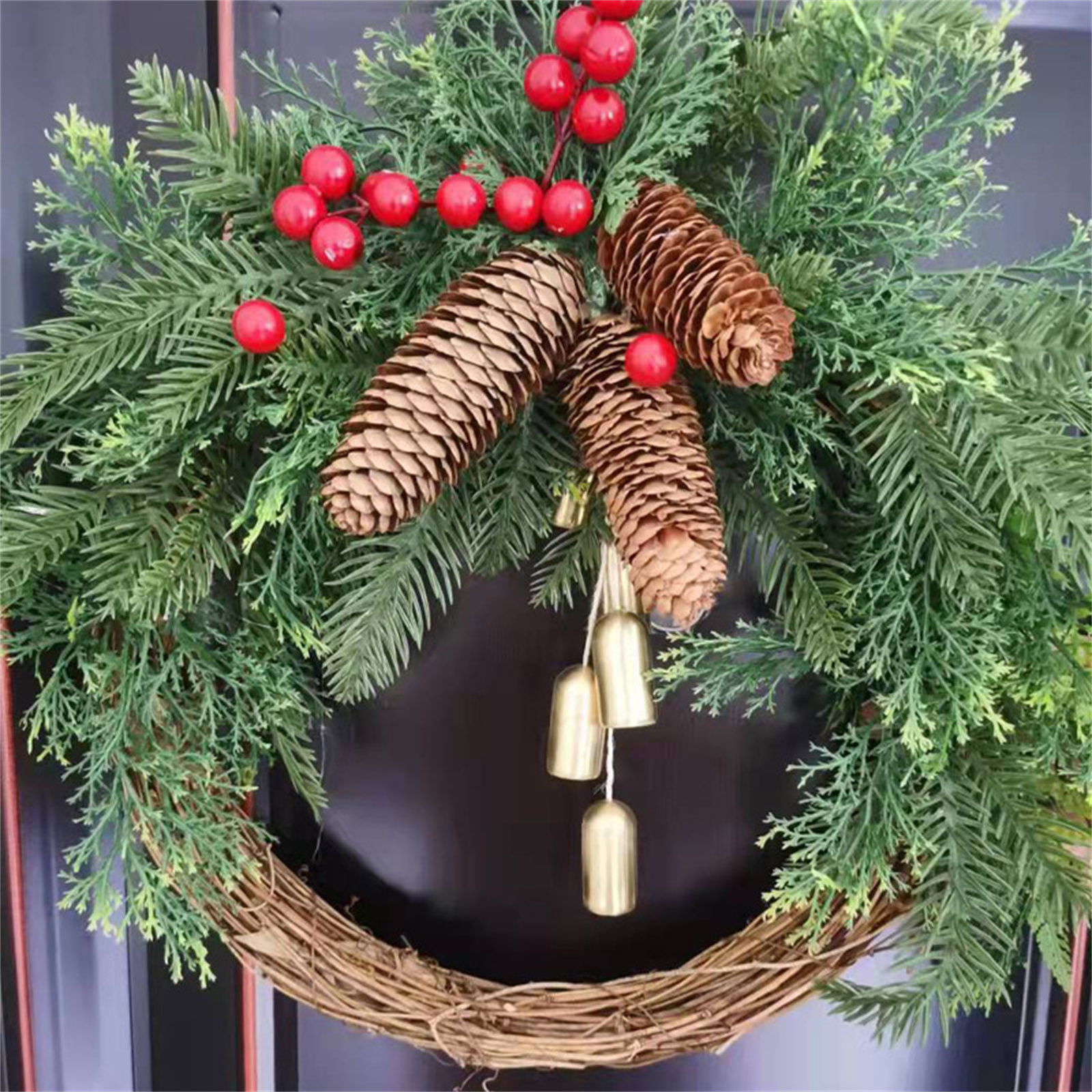 Rustic Christmas Wreath Artifi - مراجعة Home Decor Xmas Tree وسعره