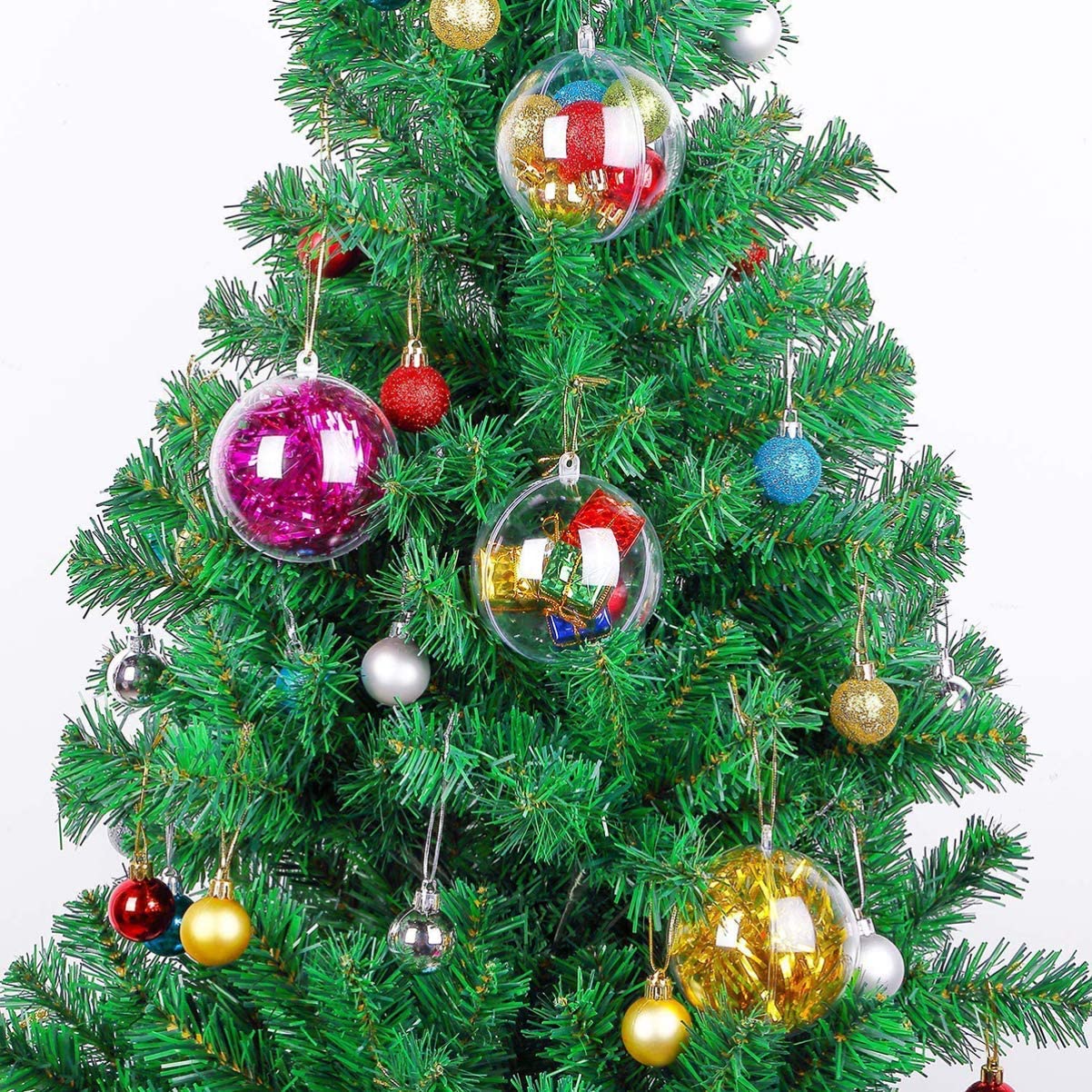 5-10CM Christmas Transparent B - مراجعة Home Decor Xmas Tree وسعره