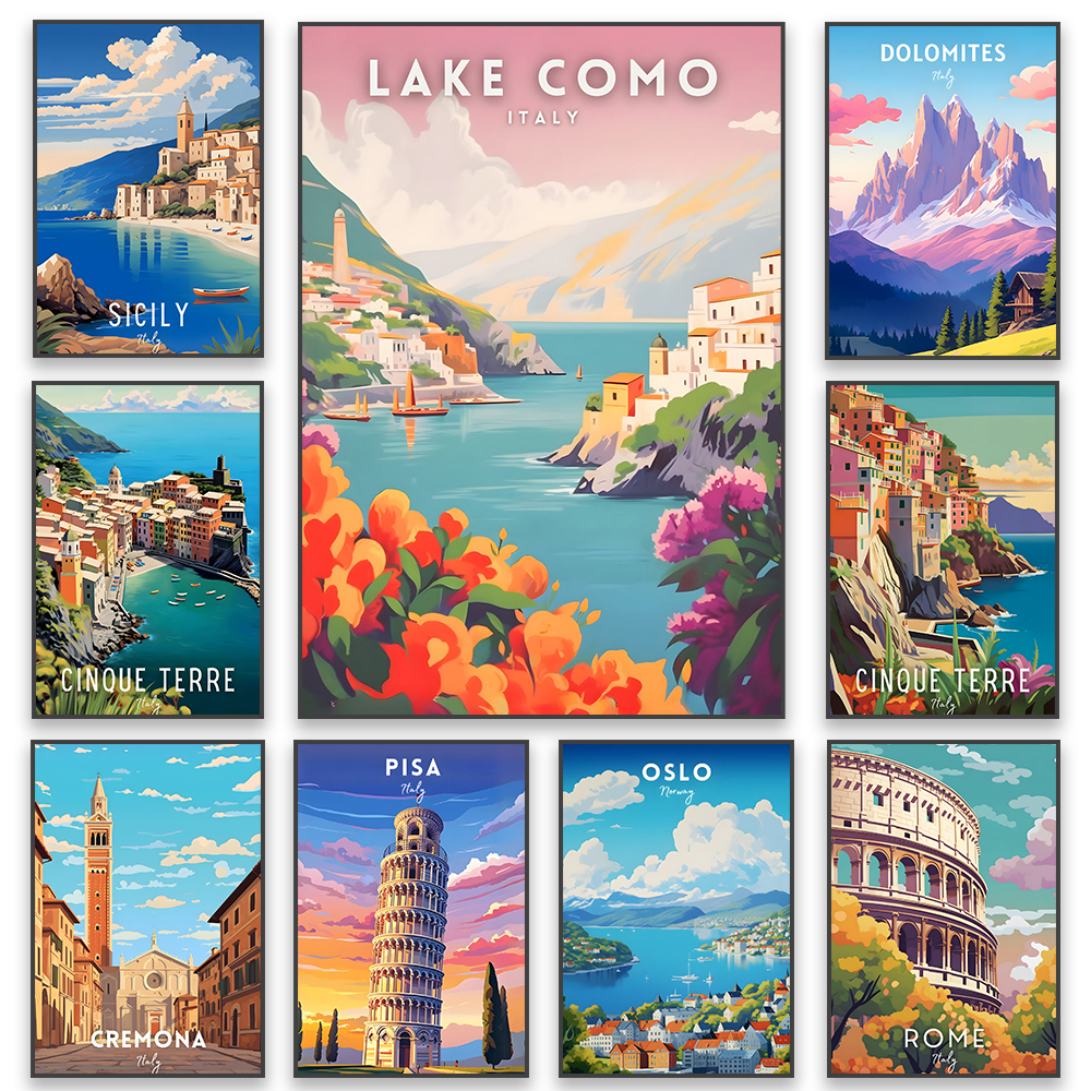Colorful Italy Travel Scene Ar - مراجعة Home Decor Dubai وسعره