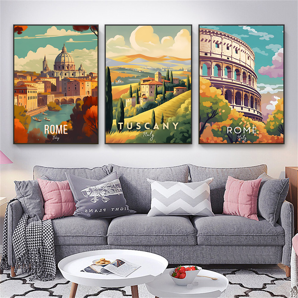Colorful Italy Travel Scene Ar - مراجعة Home Decor Dubai وسعره