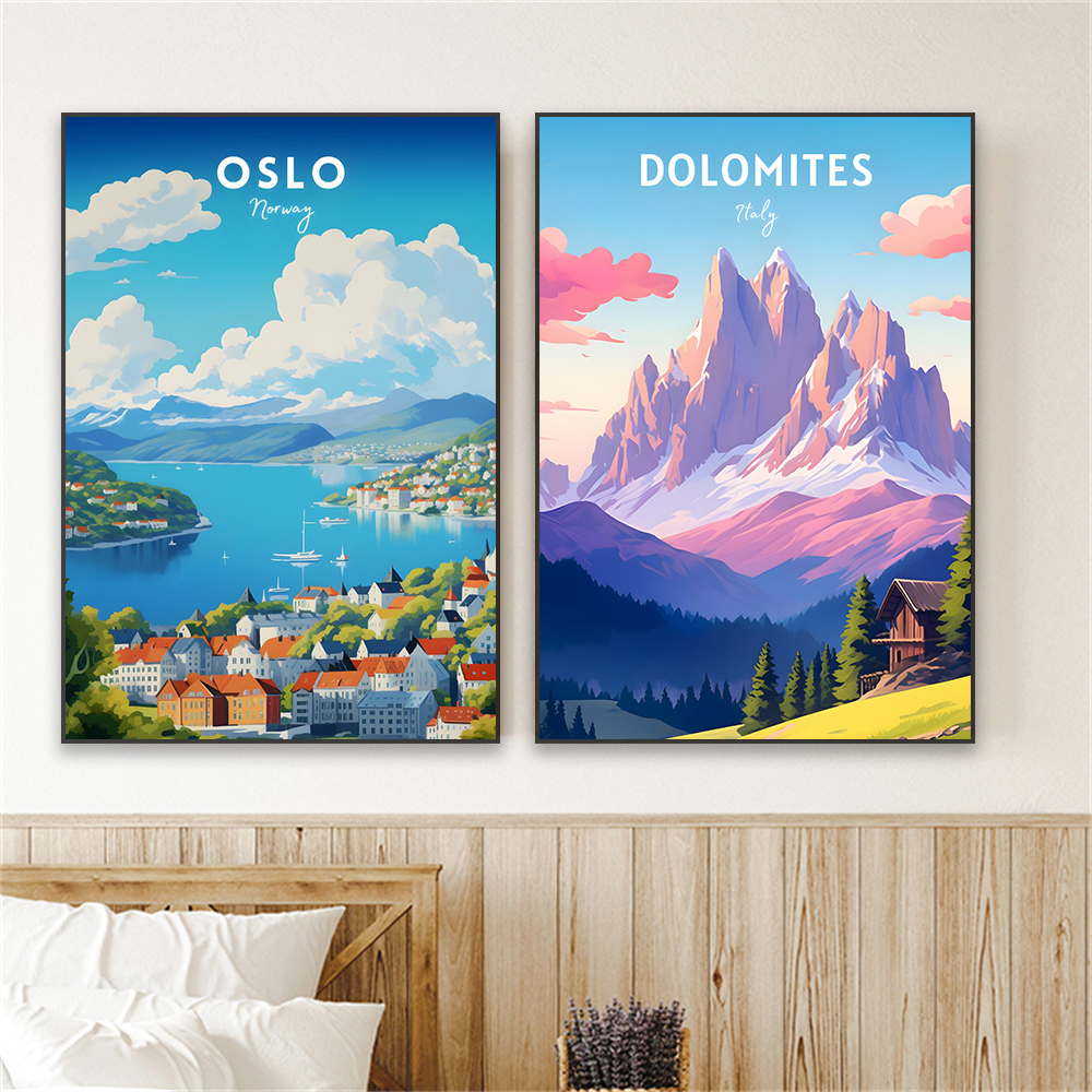 Colorful Italy Travel Scene Ar - مراجعة Home Decor Dubai وسعره