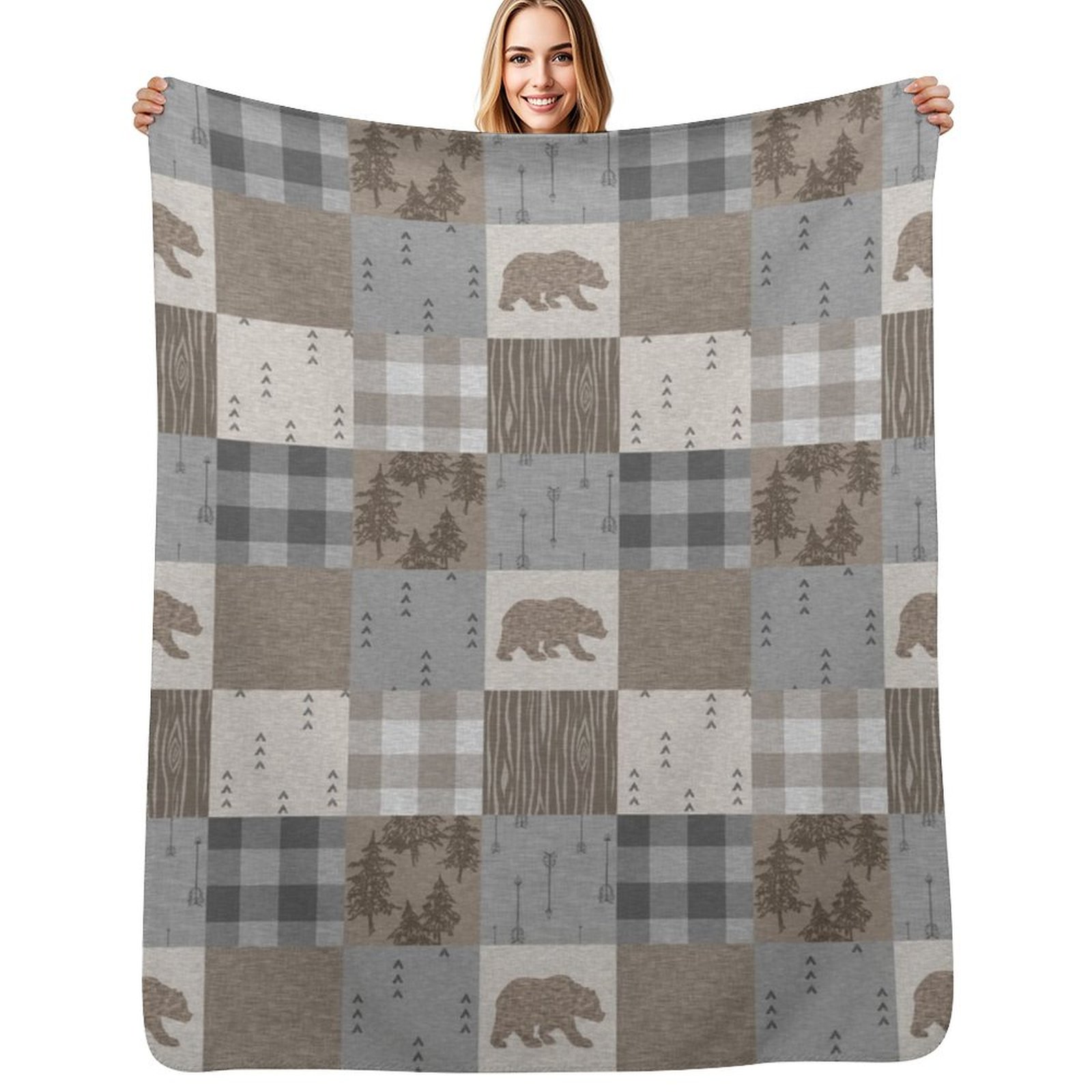 Bear Patchwork - Rustic Neutra - مراجعة Neutral Throw Blanket وسعره