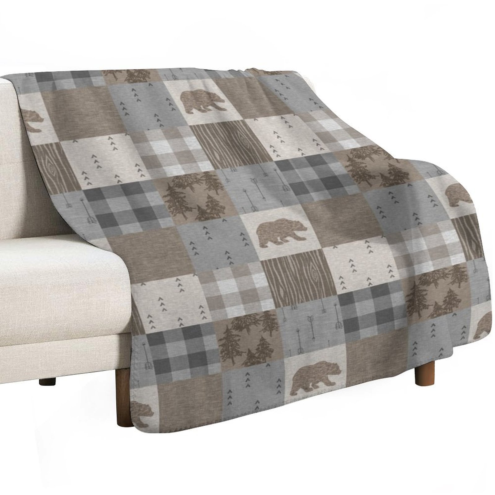 Bear Patchwork - Rustic Neutra - مراجعة Neutral Throw Blanket وسعره