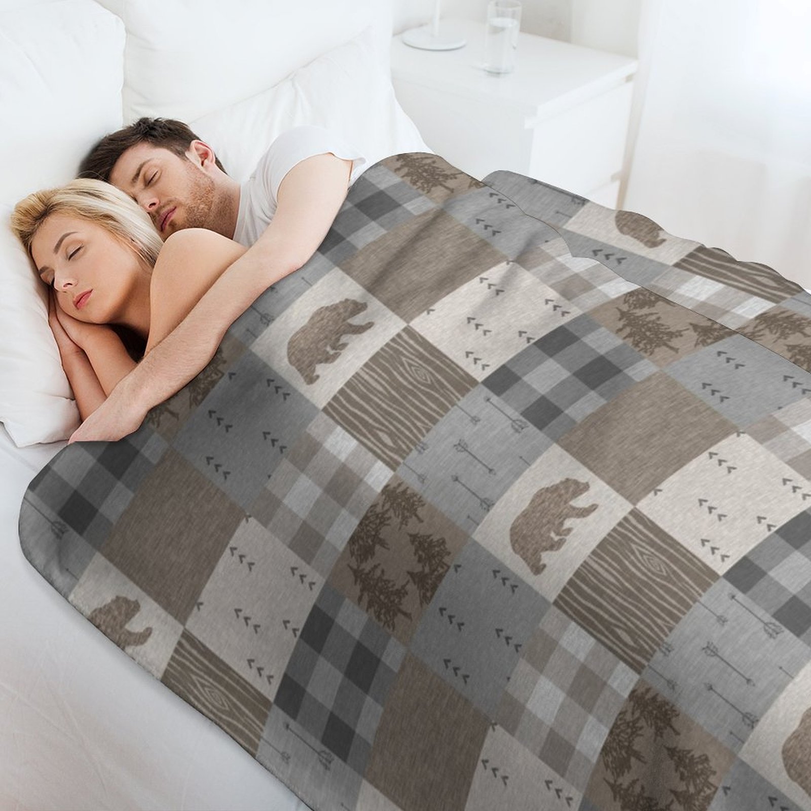Bear Patchwork - Rustic Neutra - مراجعة Neutral Throw Blanket وسعره