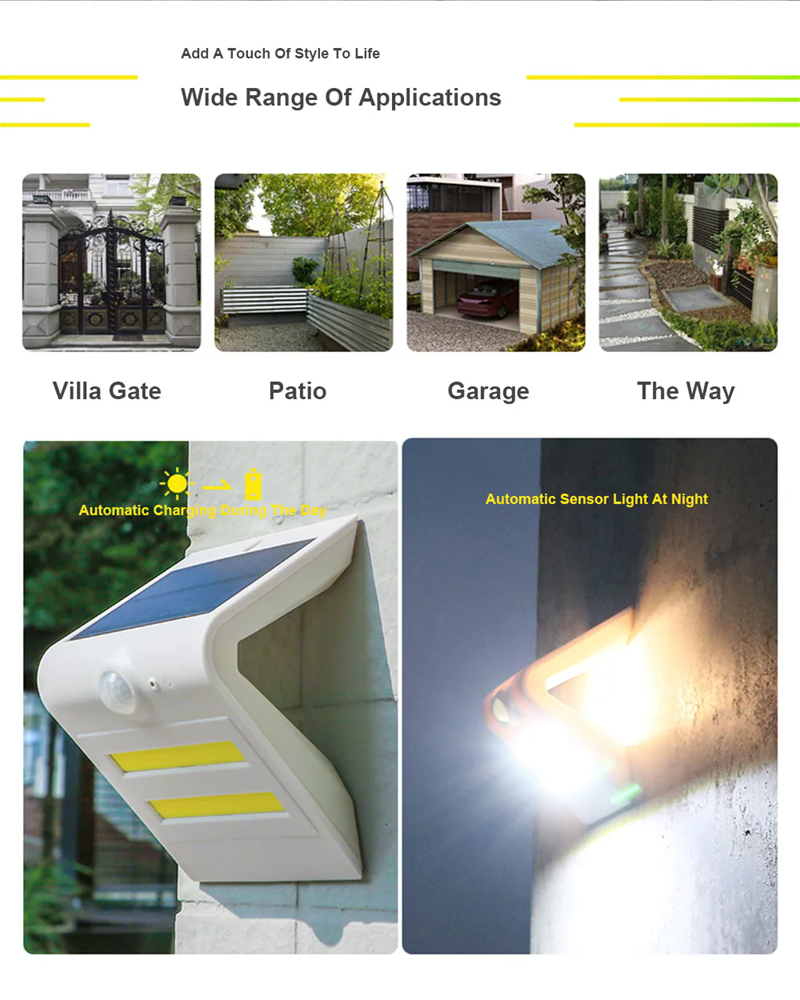 COB LED Solar Wall Lights Smal - مراجعة Home Decor Wall Molding وسعره