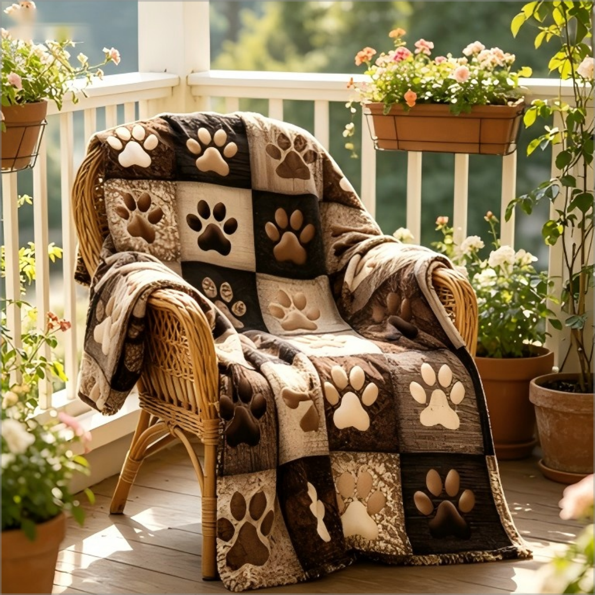 Rustic Dog Paw Print Patchwork - مراجعة Neutral Throw Blanket وسعره